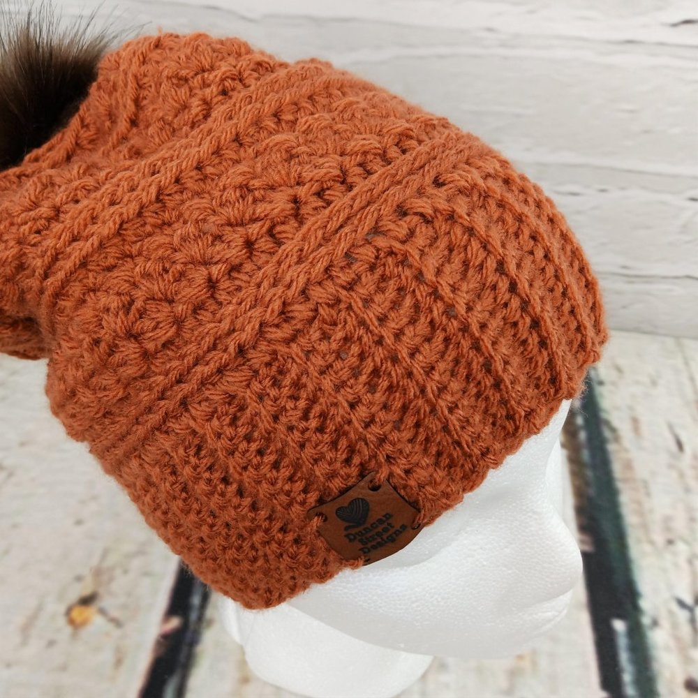 Duncan Street Designs Windermere Hand Crocheted Slouchy Hat with Pom Pom - Picture 6 of 7